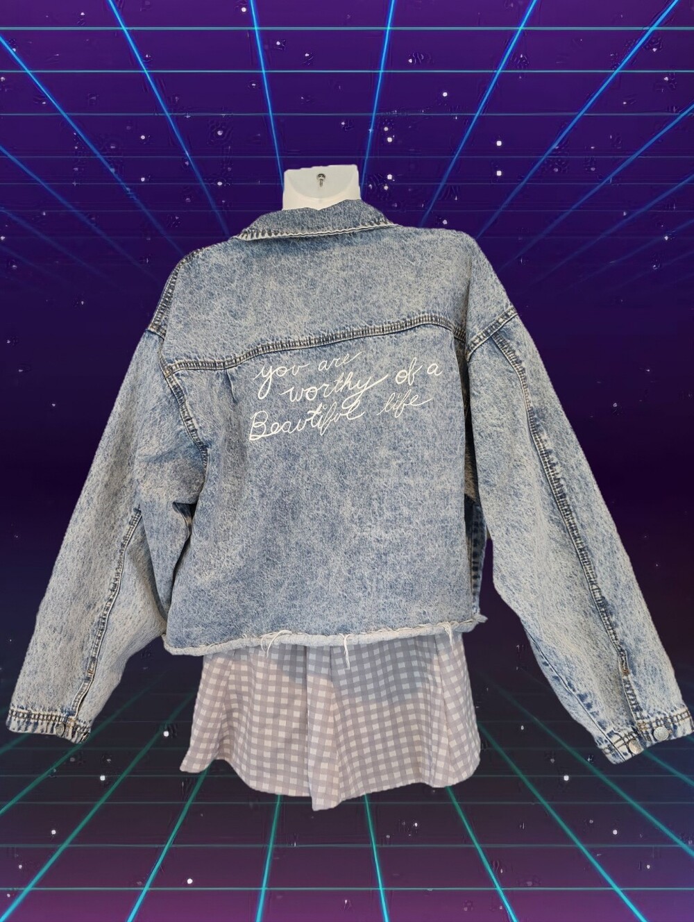 Custom Acid Wash Denim Jacket - Light Blue